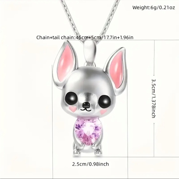 ‼️$7‼️ Cute Chihuahua Puppy Pendant Necklace, Party, Pink Stone - Girl - Picture 2 of 7